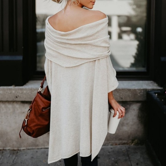 NEW Off Shoulder Sweater Loose Top T-Shirt Shirt - Picture 2 of 4